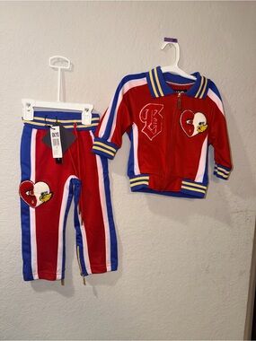 BKYS Kids 2T Red Blue Track Suit 2-Piece Jacket & Pants NWT